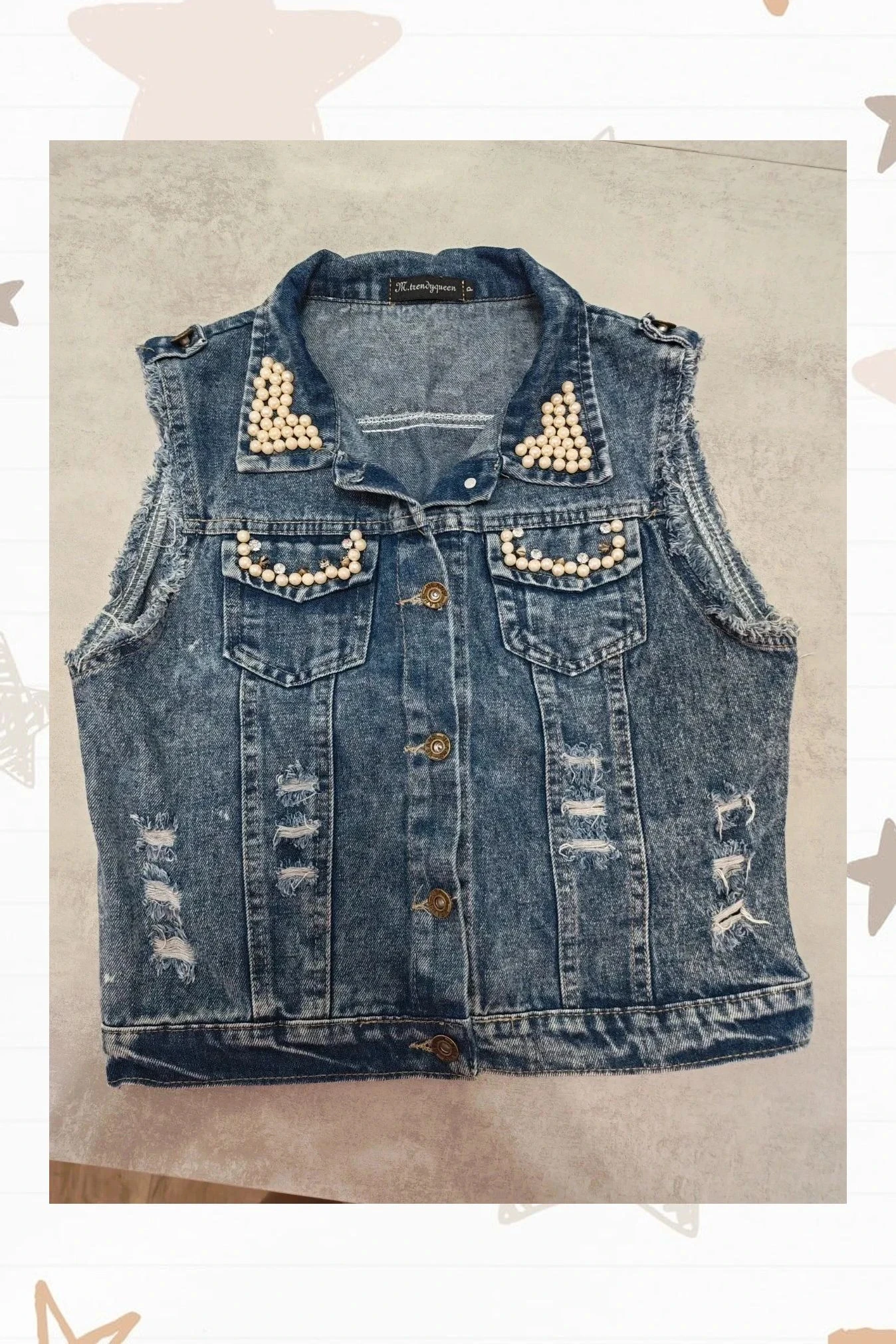 Chaleco vaquero con perlas - Talla M